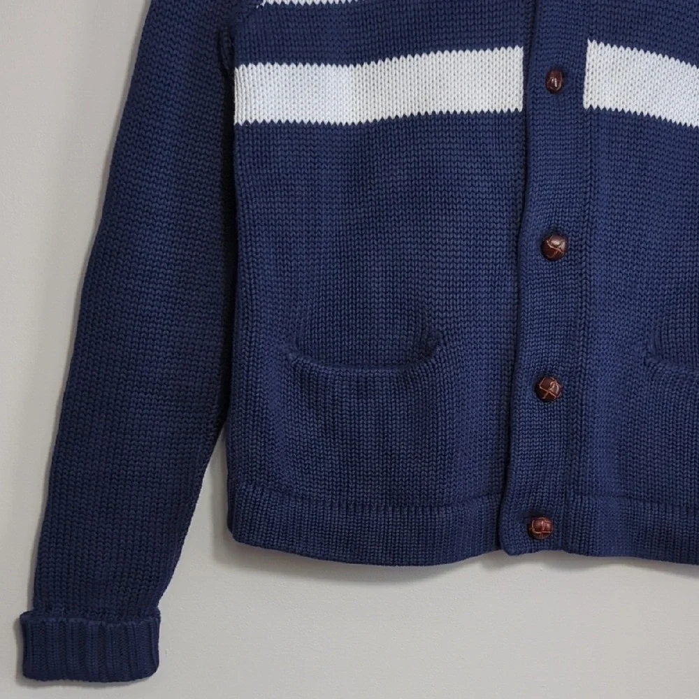 Polo Ralph Lauren Navy‎ Blue Cardigan Sweater Preppy Quiet Luxury Men's Medium
